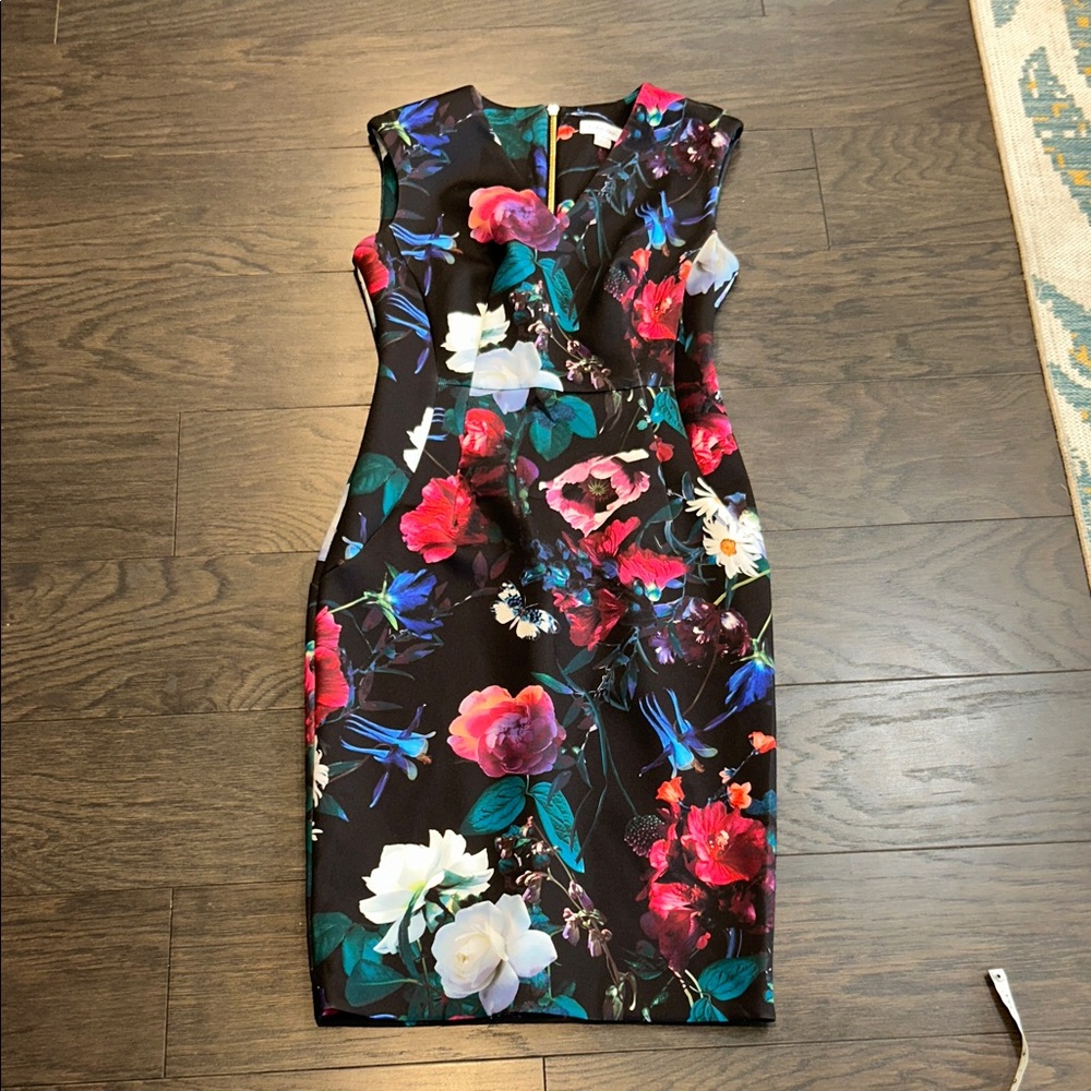 Calvin Klein Black Floral Midi Dress